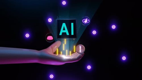 Futuristic Grasp: Artificial Intelligence in the Palm of Your Hand. 3D Animation