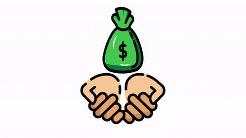 Hand Holding Money Bag Icon animation