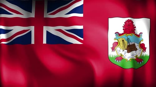 Waving Bermuda Flag with Coat of Arms Animation