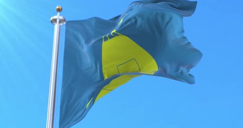 Realistic 3D Crow Nation Flag Waving in Blue Sky