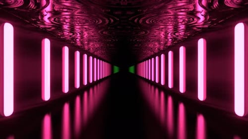 Green And Pink Neon Sci Fi Alien Corridor Background Vj Loop I 4K