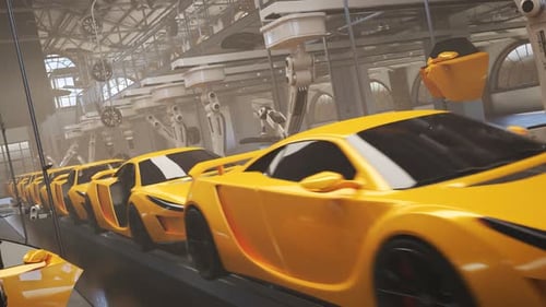 Chaîne de montage automatisée de supercars avec bras robotiques