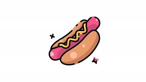 Hot Dog Icon Animation with Mustard