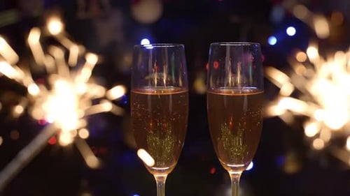 Sparkling Champagne Toast on Christmas Eve