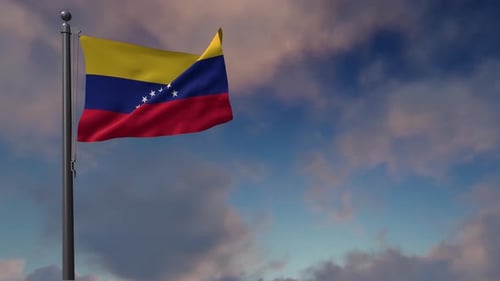 Venezuelan Flag Waving Against Cloudy Sky