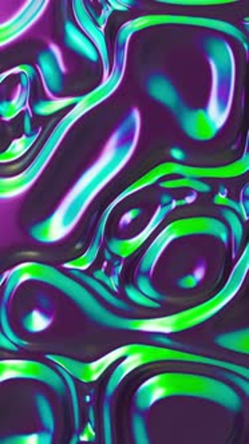 Abstract Holographic Neon Wavy Surface Background Foil with Wave and Ripples Ultraviolet Iridescent