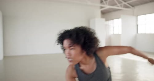 Dance, music and creative with a woman in a studio for fitness, wellness