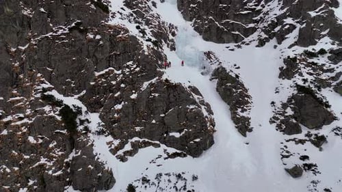 Aerial Over Mountain Climbers
