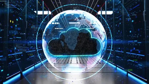 Digital Global Cloud Computing Network Animation