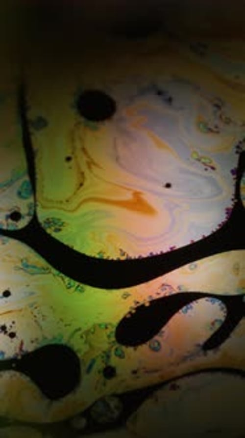 Iridescent Liquid Organic Shapes and Colors Evolving