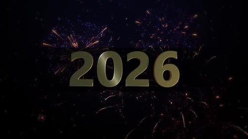 3d New Year 2026 Gold