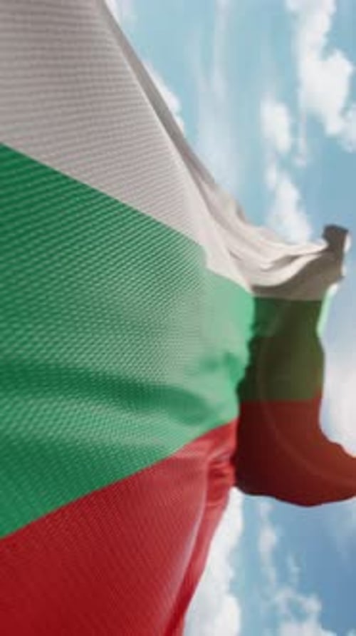 Realistic Bulgarian Flag Waving in the Sky