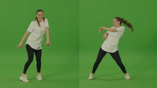 2In1 Split Green Screen Montage Female Dancer Performing a Dance