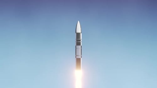 Rocket Launch Animation with Bright Exhaust Flames