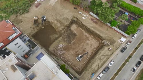 Foundation Building Aerial of Active Construction Site