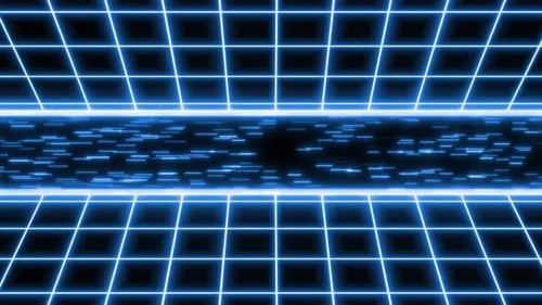 Animación retro de ciencia ficción con efectos de cuadrícula con inclinaciones ópticas, efectos de destello, fondo, dígito de alta tecnología