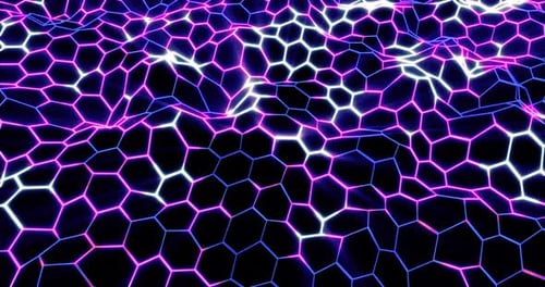 Abstract Futuristic Glowing Hexagon Grid Loop Background