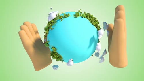 Hands Taking Care Of Earth On Green Loop