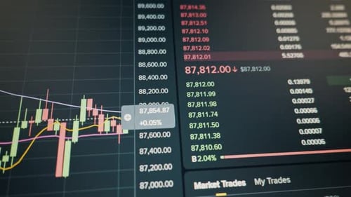 Cryptocurrency Price Chart and Order Book on Trading Platform