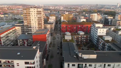 Drone Flight Over Residential District Of Kvillebacken In Hisingen, Gothenburg, Sweden On A Sunny Mo