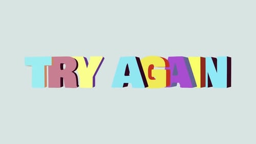 3D Try Again Title Animation In Cartoonish Style