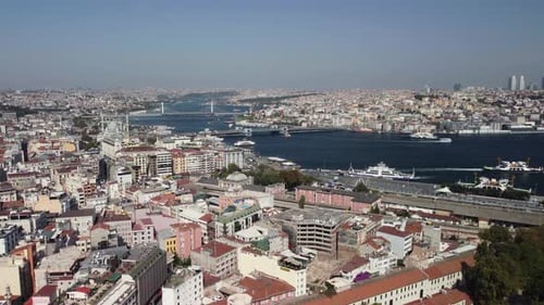 Awesome aerial view of the Golden Horn in Istanbul, Turkey