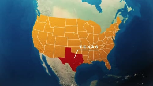 Animated Earth Globe Zoom to US Map and Texas Highlight