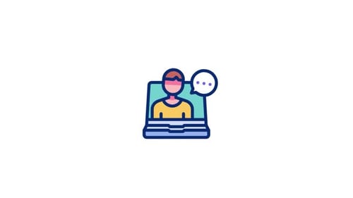 Flat Design Online Support Icon with Chat Bubble Animation
