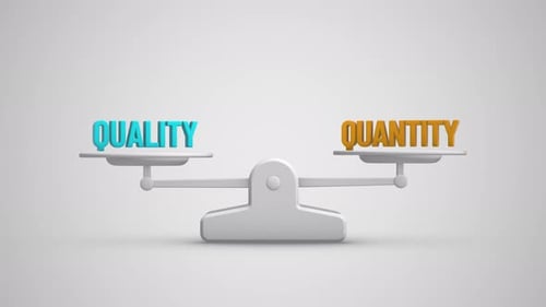 Quality vs Quantity balance scale looping animation