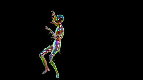 Abstract Fluid Iridescent Dancing Figure Animation
