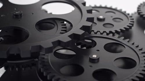 Rotating Black Gears Mechanical Movement