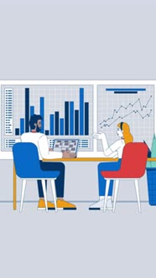 Business Data Analytics Presentation with Two Animated Figures