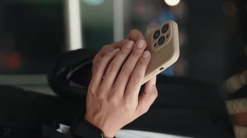 Vertical Video Caucasian Female Hands Holding Cellphone and Typing the Message Browsing in Internet