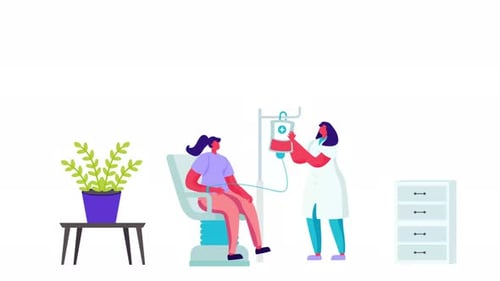 Modern Animated Patient Blood Transfusion in Hospital