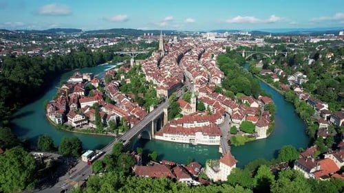 Aerial view of Bern old city, Switzerland.