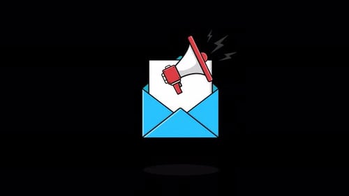 Flat Design Email Notification with Megaphone Alert Animation