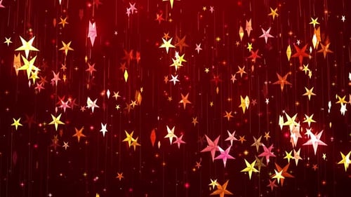3dColorful Stars falling Animation in Red Luxurious Background