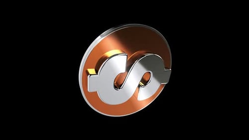 3D Metallic Dollar Sign Coin Rotation Animation