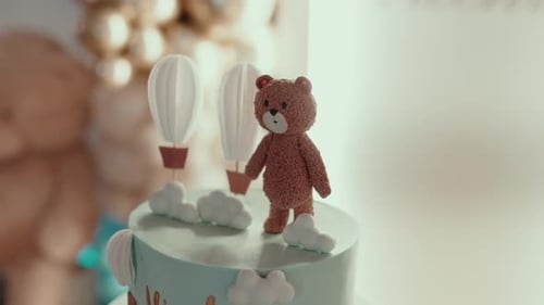 Teddy Bear Cake Topper Decoration for Birthday Celebration