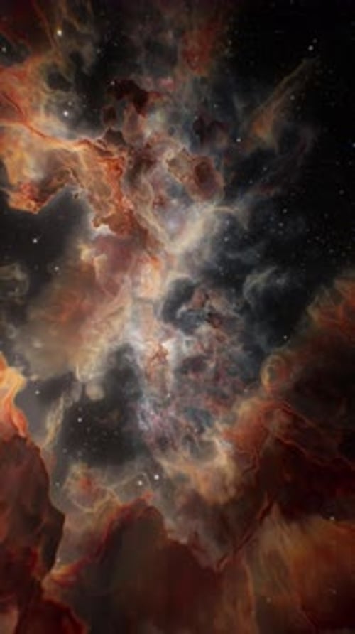 Animated Cosmic Nebula Fly Through in Abstract Space