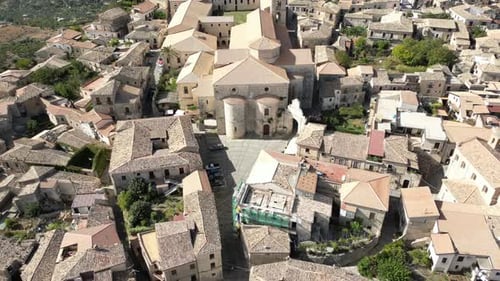 Aerial video of Italian Medieval village of Gerace, Calabria
