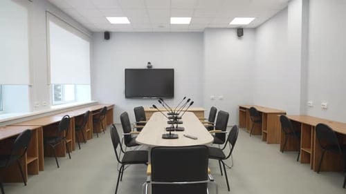Empty Corporate Conference Room Prepared for Meeting