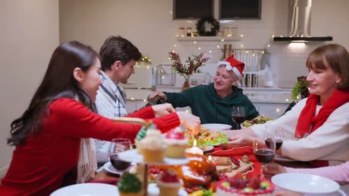 Family Celebrating Christmas at Home