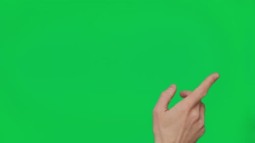 Male Hand Touching Clicking Tapping Sliding and Swiping on Chroma Key Green Screen Background