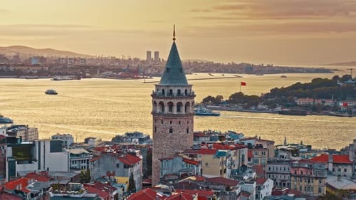 4K-Luftaufnahmen der Stadt Istanbul und des Ozeans, Türkei