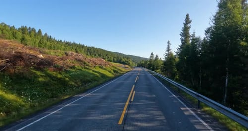 Vehicle point-of-view Driving a Car on a Road in Norway