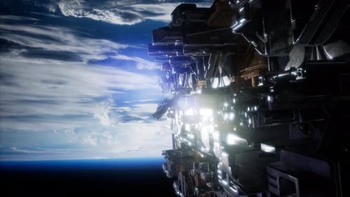 Spaceship with View on Space and Planet Earth