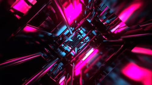 Cyan And Pink Infinite Abstract Neon Fracture Zone Background Vj Loop In 4K