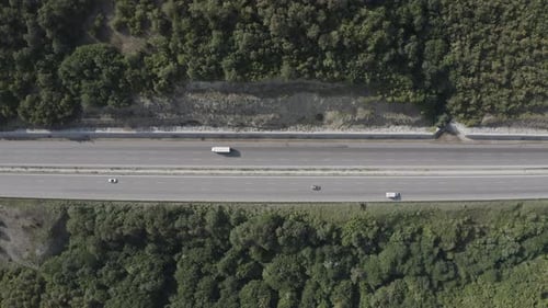 Aerial View Of Car Traffic On Highway