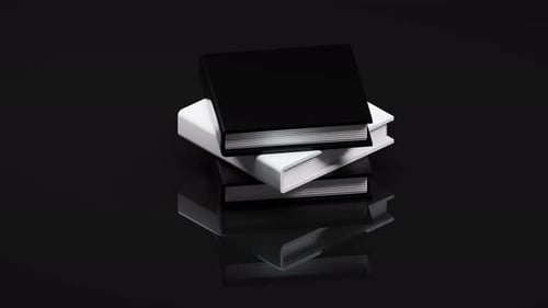 Minimalist Black and White Book Stack Animation